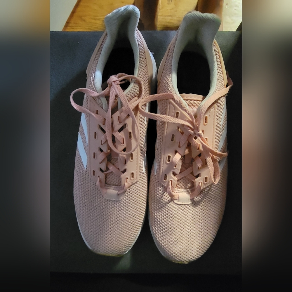 Adidas Light Pink and White Athletic Shoes with Breathable Mesh Size 10 - Picture 2 of 7
